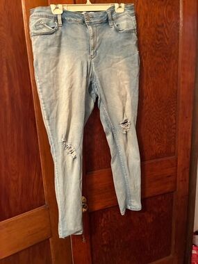 Light Blue Distressed Skinny Jeans — Women’s Slim Fit